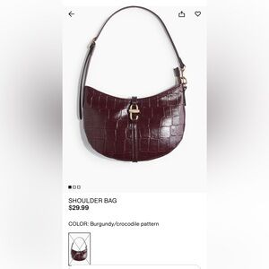 H&M burgundy crocodile pattern shoulder bag